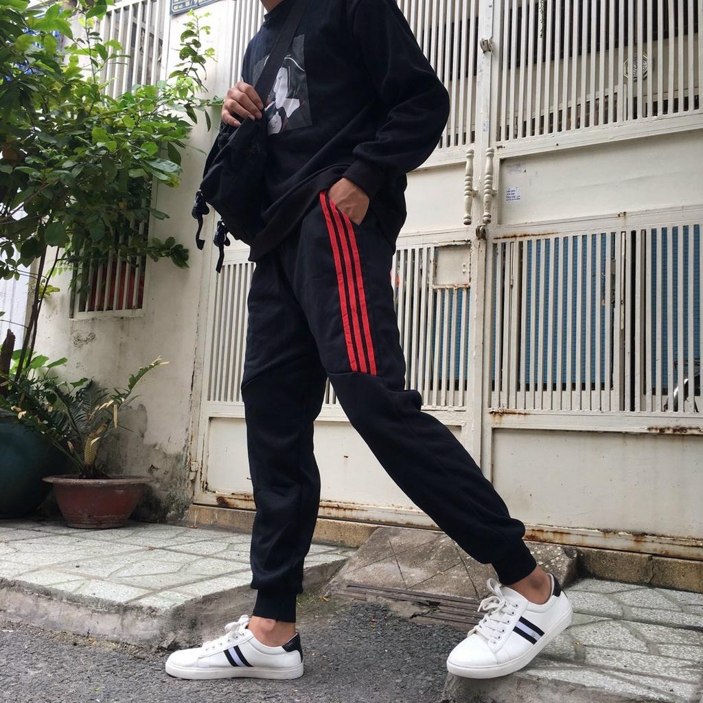 Quần jogger nỉ 3 sọc lửng cao cấp 2021