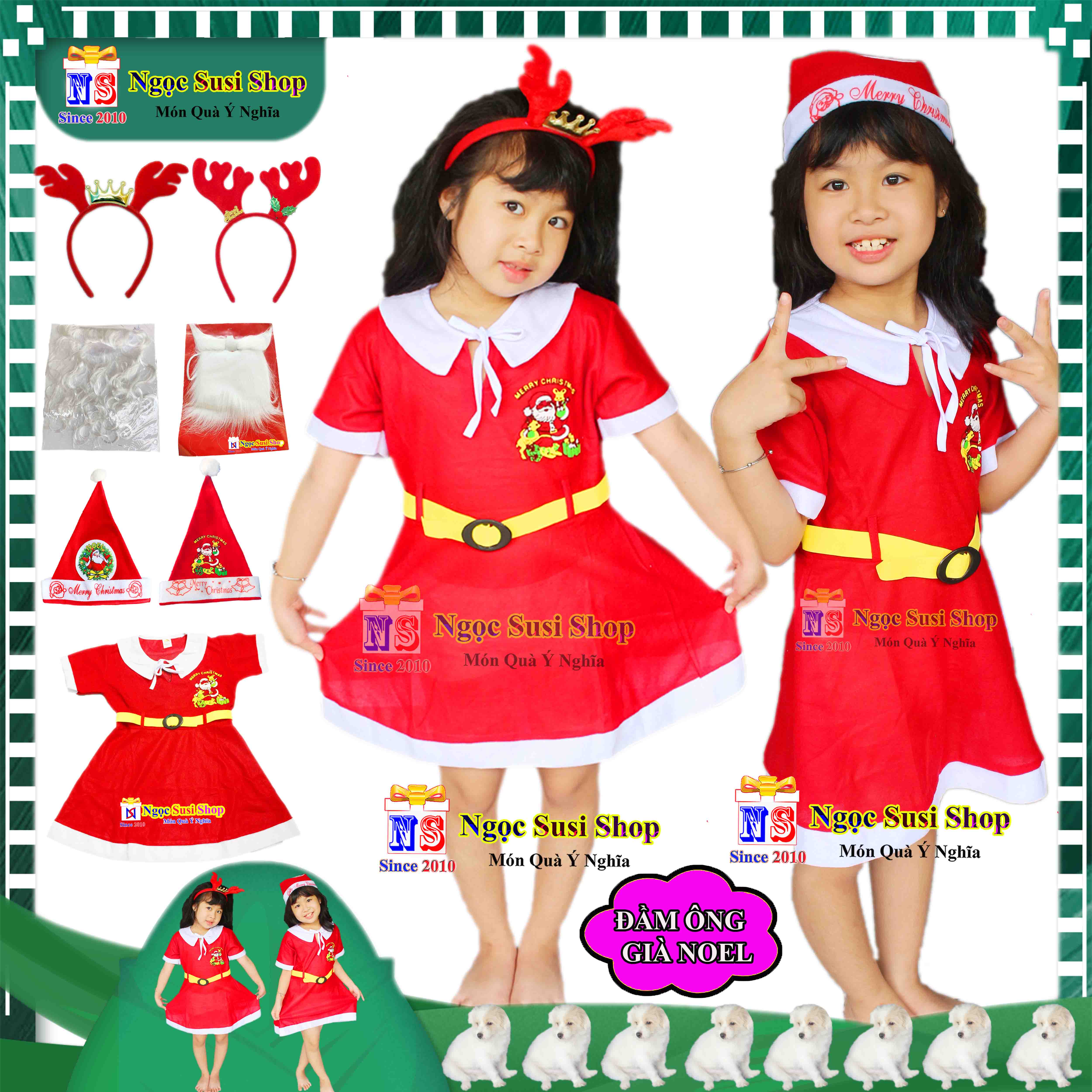 BỘ ĐỒ ĐẦM ÔNG GIÀ NOEL CHO BÉ GÁI TỪ 1 - 10 TUỔI CHẤT VẢI NỈ - TRANG PHỤC NOEL GIÁNG SINH CHO BÉ GÁI RẤT ĐẸP CHỤP ẢNH