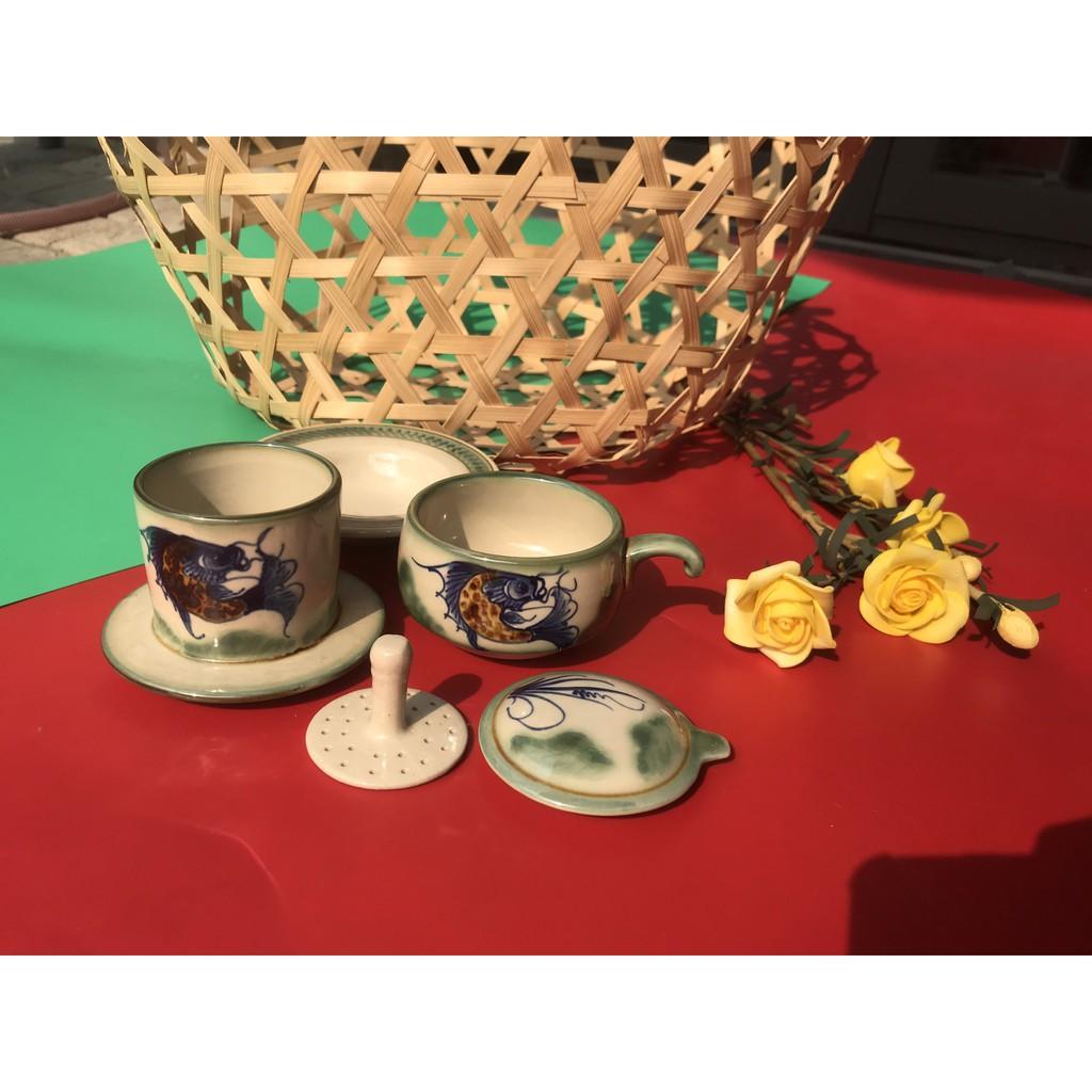 Phin Cafe Gốm Vẽ Cá Thấp MNV-CFV001