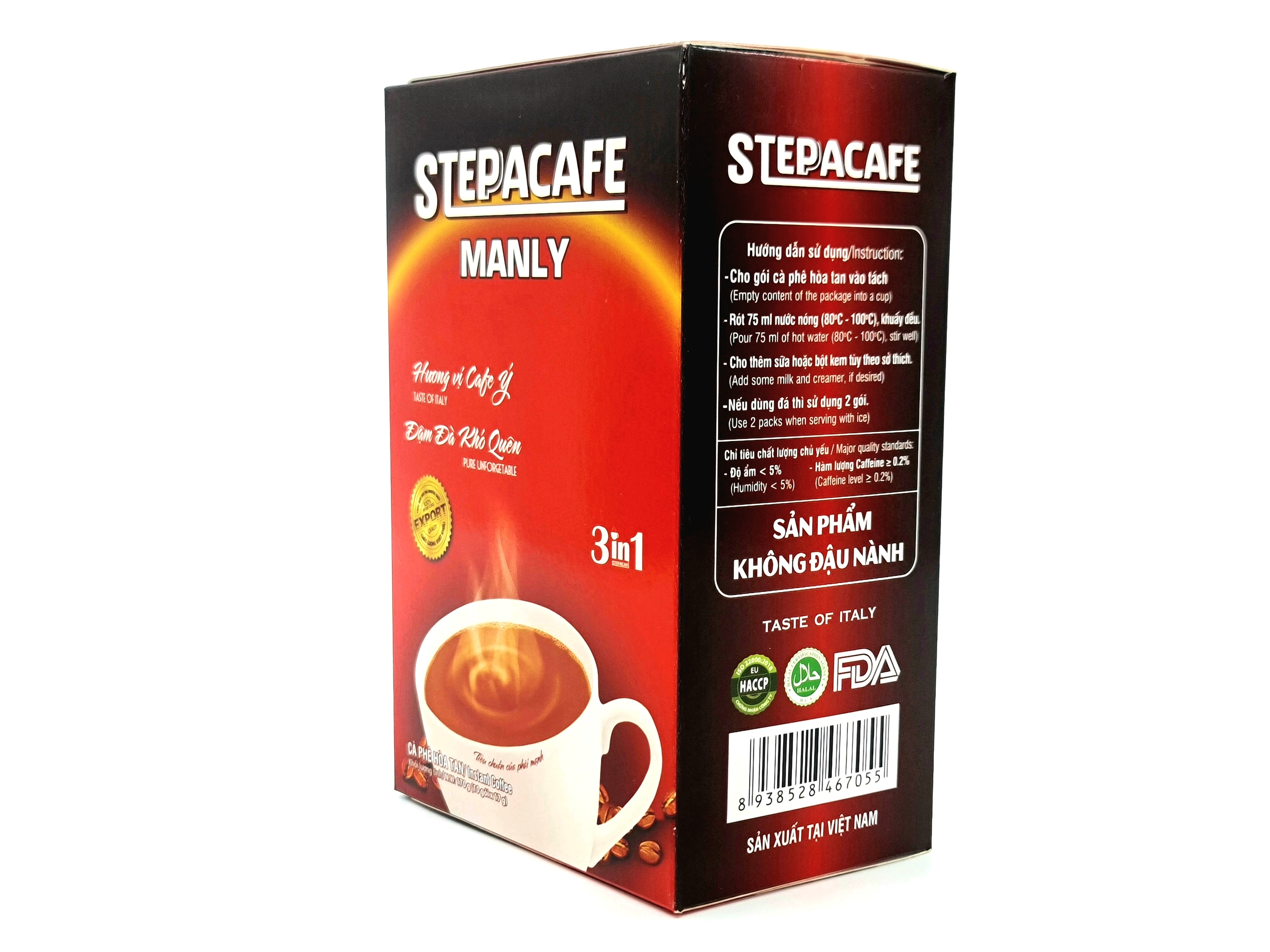 STEPPACAFE-Cà phê sữa hoà tan Manly 3in1 (Hộp 10 gói x 17g)
