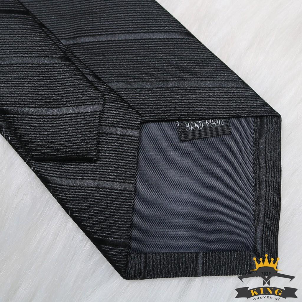 Cà vạt nam đen KING caravat vải lụa silk mịn cao cấp cho công sở và chú rể C054
