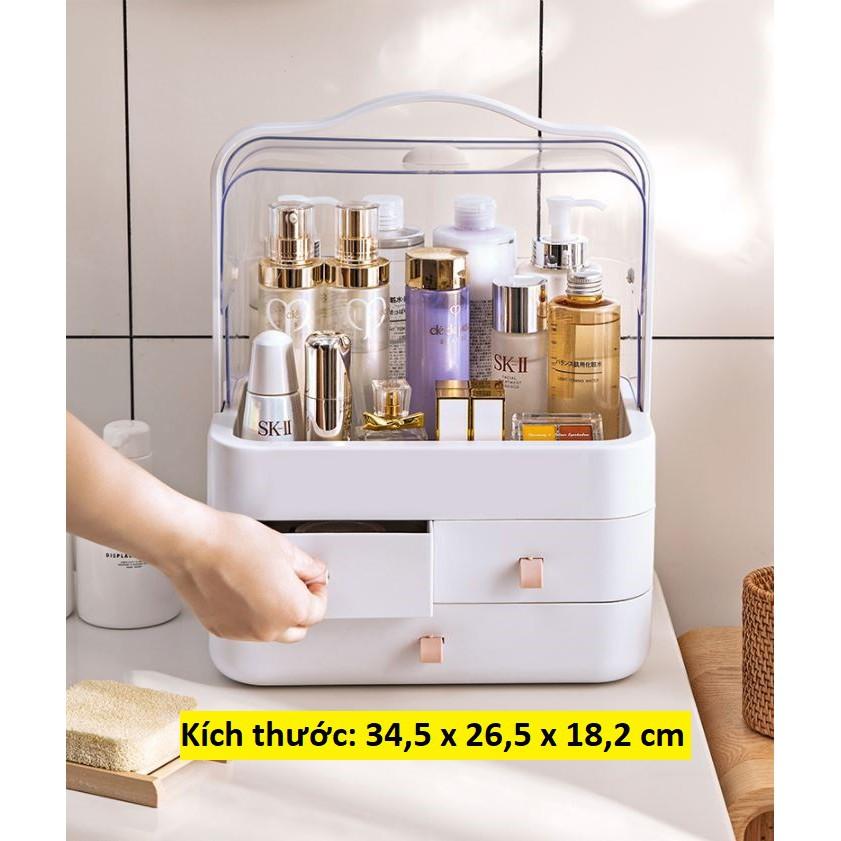 Hộp đựng mỹ phẩm có quai xách chống bụi