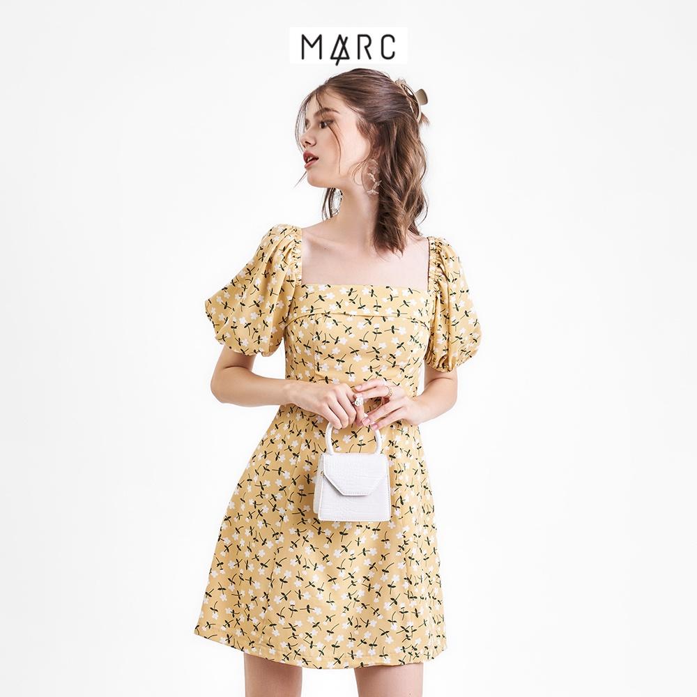 Đầm mini nữ MARC FASHION form A cổ vuông tay phồng nhún thun CBSH100922