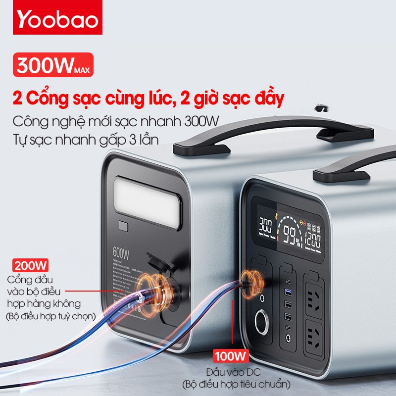 Trạm sạc dự phòng Yoobao EN600S 135200mAh PD60W 220V/600W- hàng chính hãng