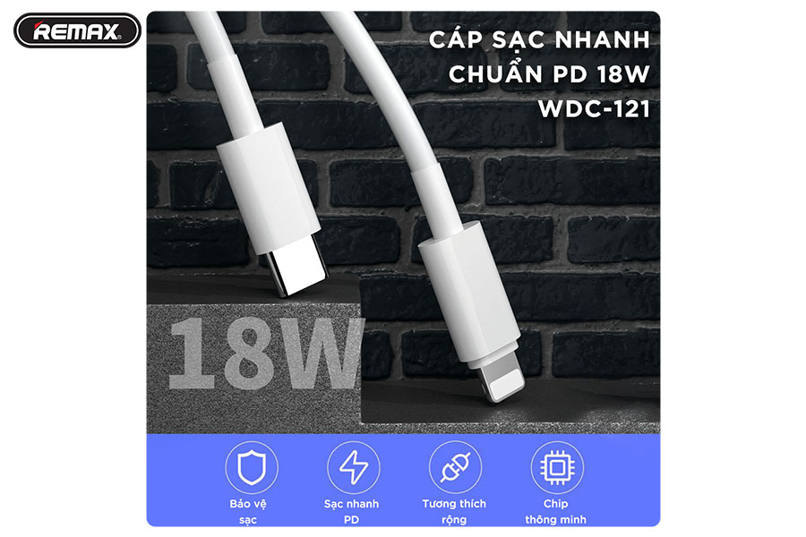 Cáp Sạc Nhanh PD 18W REMAX WDC-121i - Hàng Chính Hãng