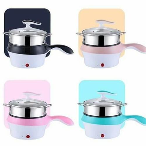 Nồi lẩu điện mini 2 tầng đa năng chống dính 18cm Tặng xửng hấp, Ca nấu mì nấu lẩu
