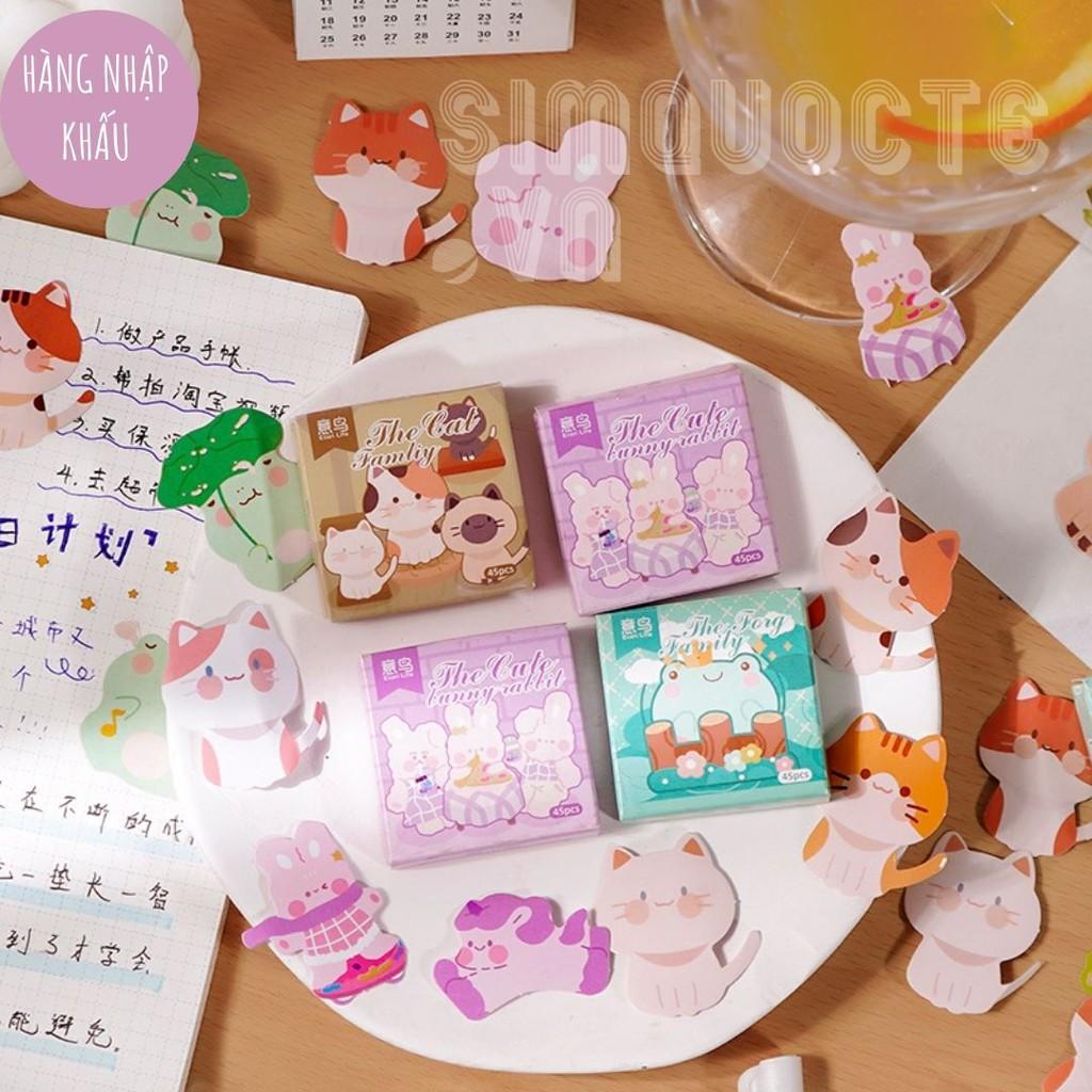 Hộp 45 hình dán sticker con vật đáng yêu để trang trí sổ lưu niệm ST74