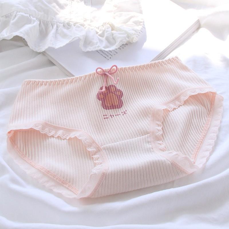 Quần Lót Nữ Cotton Siêu Co Dãn Chân Cún Nơ Hồng