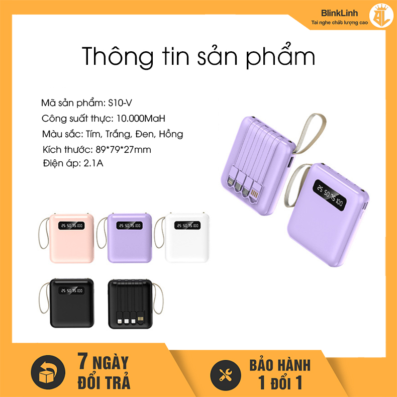 Pin Sạc Dự Phòng Vuông dễ thương Mini Power Bank 20000mAh phiên bản mới dung tích lớn chất lượng, cục pin dự phòng tích hợp nhiều cổng tiện lợi, Micro USB, Type C, USB Type-C, USB 3.0, Sạc nhanh, 10001-20000mAh