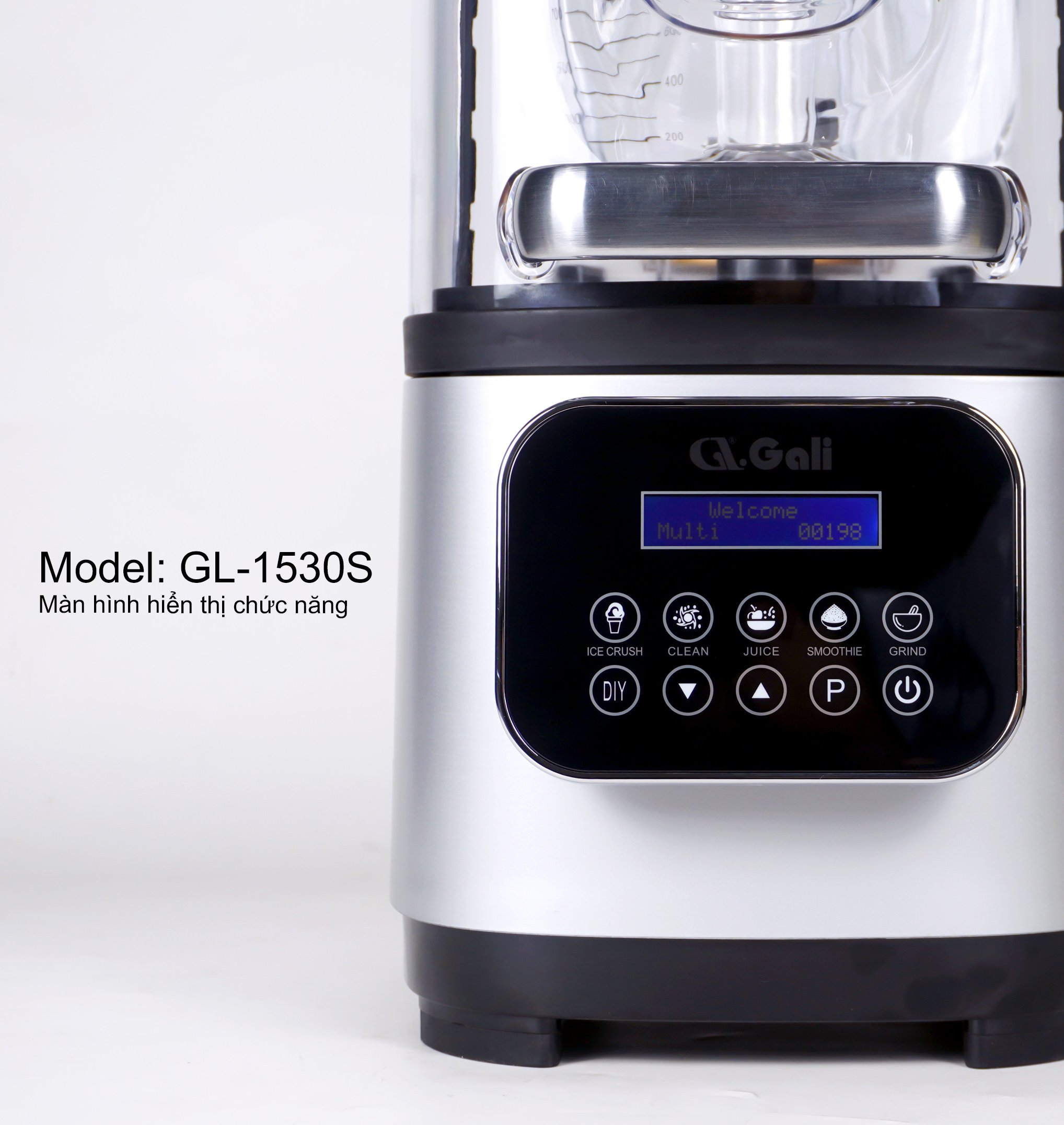 Sinh Tố Công Nghiệp Gali GL-1530S Dung tích 2 Lít, thiết kế chống ồn, Motor 100% dây đồng đảm bảo độ bền bỉ, bảng điều khiển dạng cảm ứng, lưỡi dao bằng thép không gỉ. Hàng chính hãng bảo hành 24 tháng