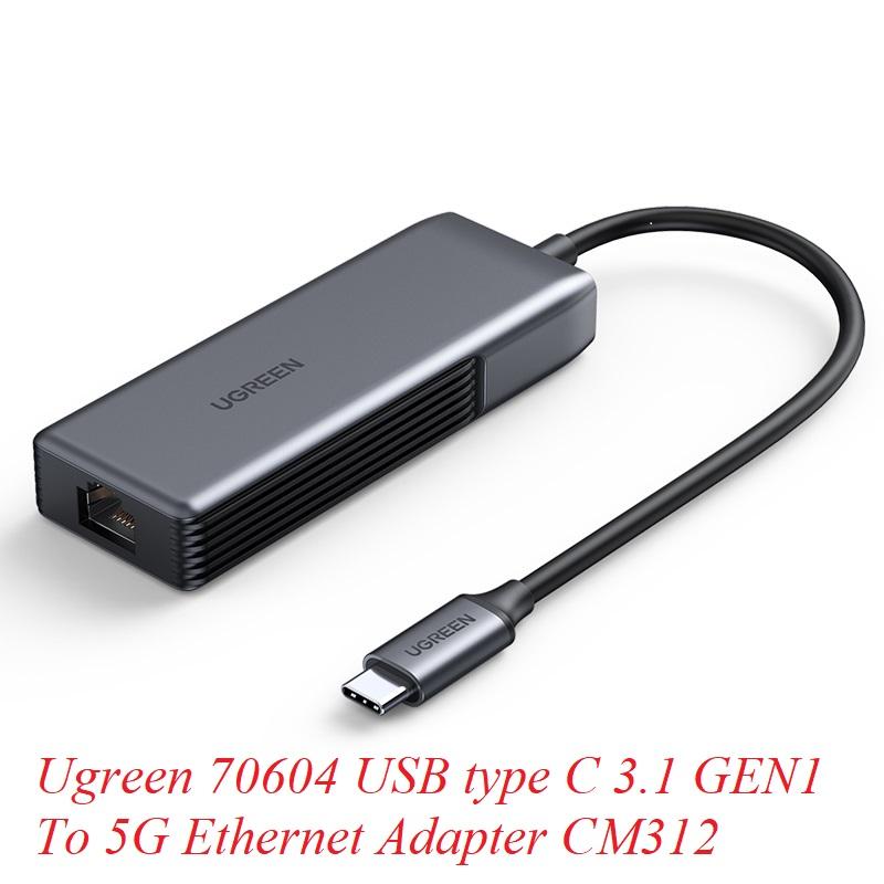 Ugreen UG70604CM312TK Bộ chuyển đổi USB type C 3.1 sang 5G Lan Card màu ghi xám - HÀNG CHÍNH HÃNG
