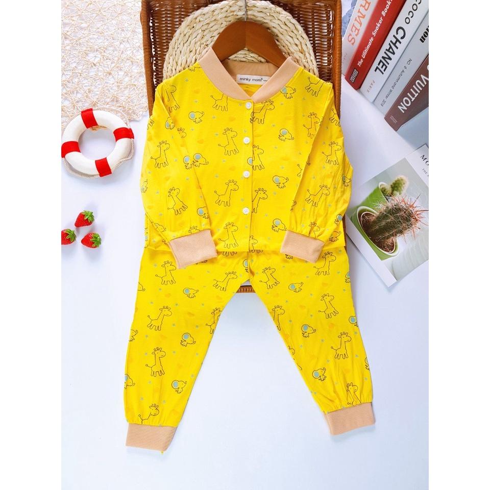 Bộ dài tay thun lạnh Nút Cài Giữa hươu cao cỏ Minky Mom cho bé trai bé gái từ 7-19kg