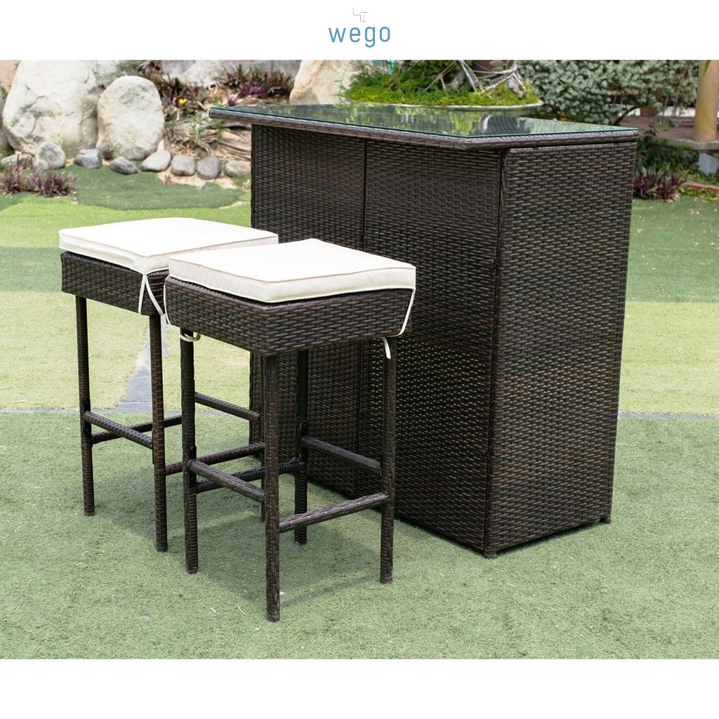 WEGO Bộ sofa ngoài trời bằng mây nhựa/ Quầy bar trong nhà và ngoài trời // Small bar set - pool sofa