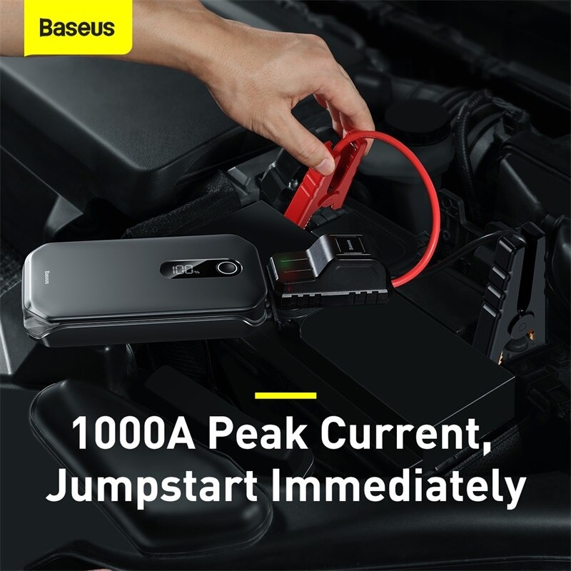 Bộ cứu hộ oto Baseus dung lượng 12000mAh công suất 1000A kiêm pin sạc dự phòng tích hợp màn hình kỹ thuật số