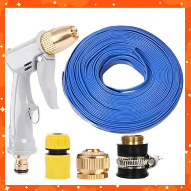 Bộ dây vòi xịt nước tưới cây rửa xe,tăng áp 3 lần, loại 15m (cút nhựa nối đồng nhựa) 206846