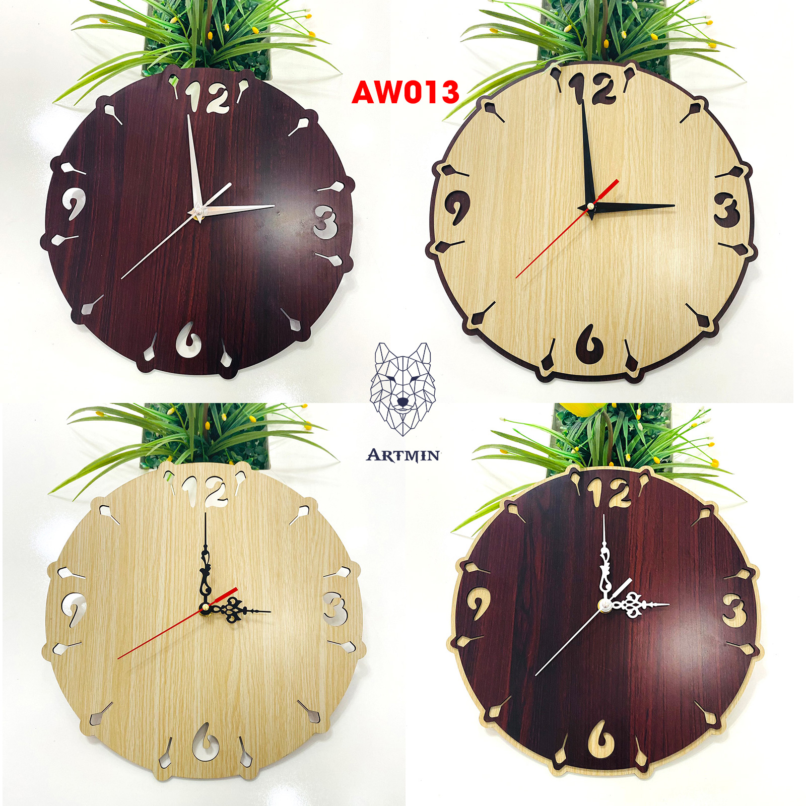 AW013 - Đồng Hồ Gỗ Treo Tường – Décor Trang Trí Cute