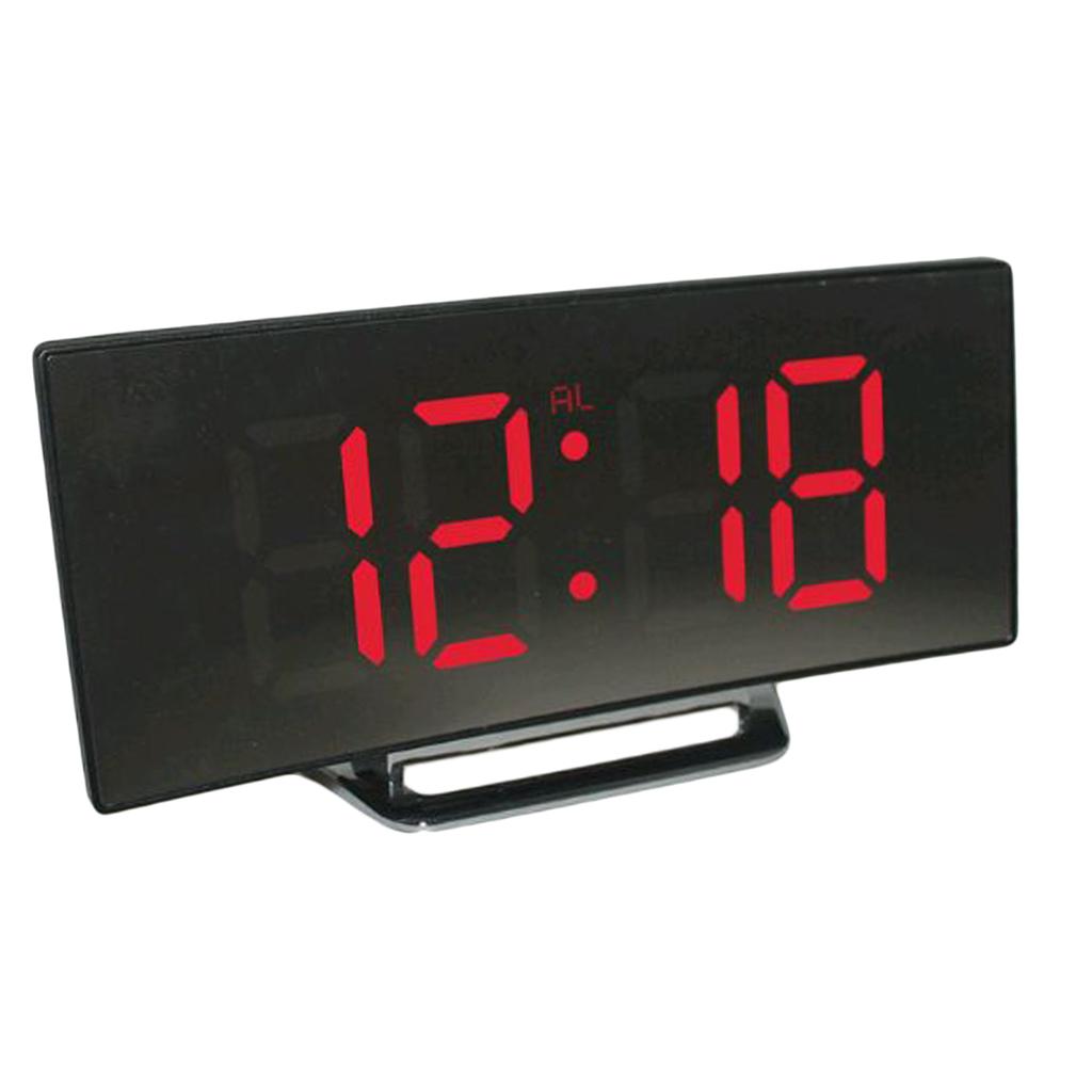 2pcs LED Digital Alarm Clock Mirror Clock Mirror Surface for Home Decor Red