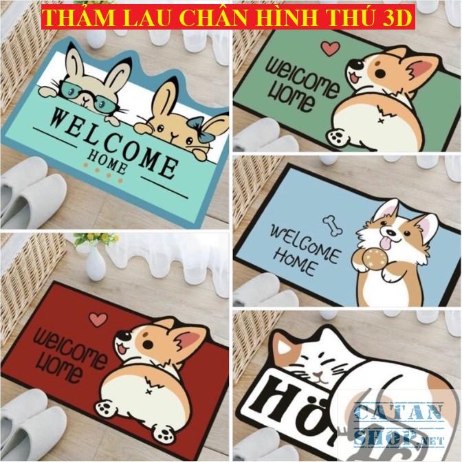 Thảm lau chân hình thú 3D, thảm dậm chân chống trơn 40x60cm. Thảm chống trượt nhà tắm nhà vệ sinh