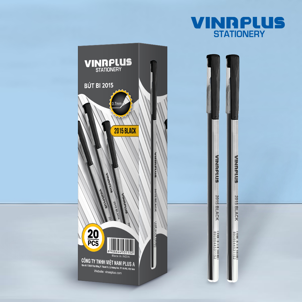 Hộp 20 cây bút bi nến vinaplus ngòi 0.7mm