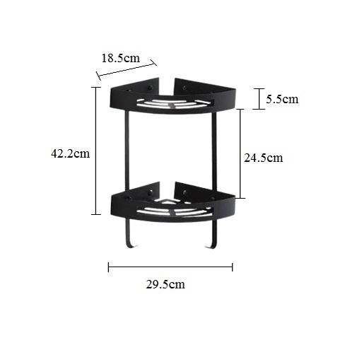 Kệ phòng tắm bao gồm kệ khăn và kệ góc đựng xà phòng mỹ phẩm bằng inox sus 304 sơn tĩnh điện màu đen