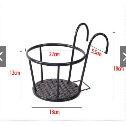 Giá treo hoa, cây cảnh ban công có móc, thích hợp với nhà chung cư biệt thự nhà thành phố màu Đen