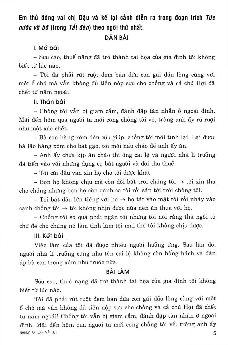 Những Bài Văn Mẫu Lớp 8 - Tập 1