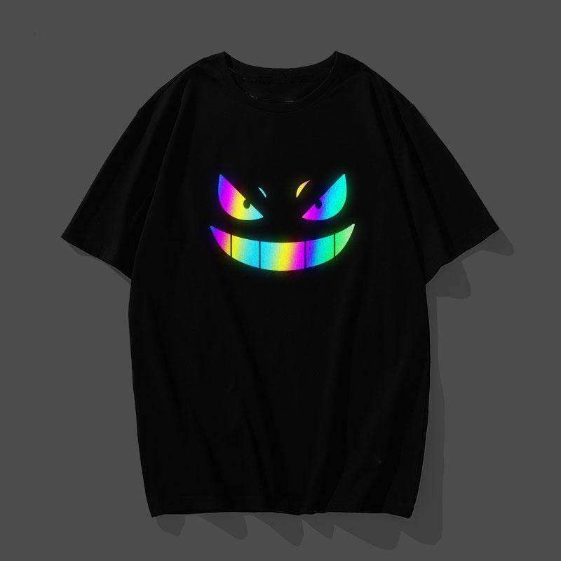 Áo Thun Unisex Form Rộng Gengar Phản Quang 7 Màu , Áo Phông Cotton Cổ Tròn Tay Ngắn Thời Trang Nam Nữ