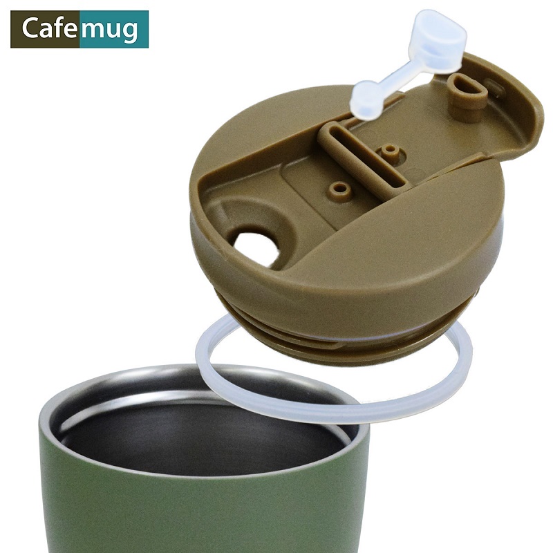 Combo bình giữ nhiệt inox Cafe Mug 360ml + cây rửa chai lọ có đầu mút - nội địa Nhật Bản