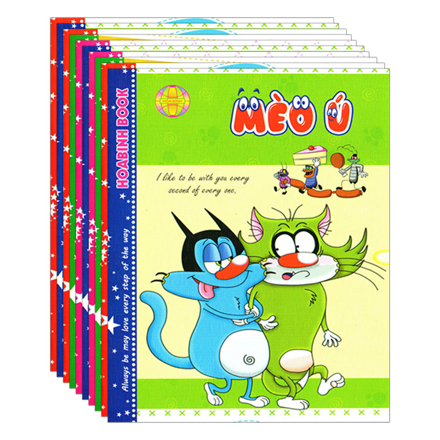 Lốc 10 Quyển Tập Mèo Ú 4 Ô Ly Hòa Bình (96 Trang)