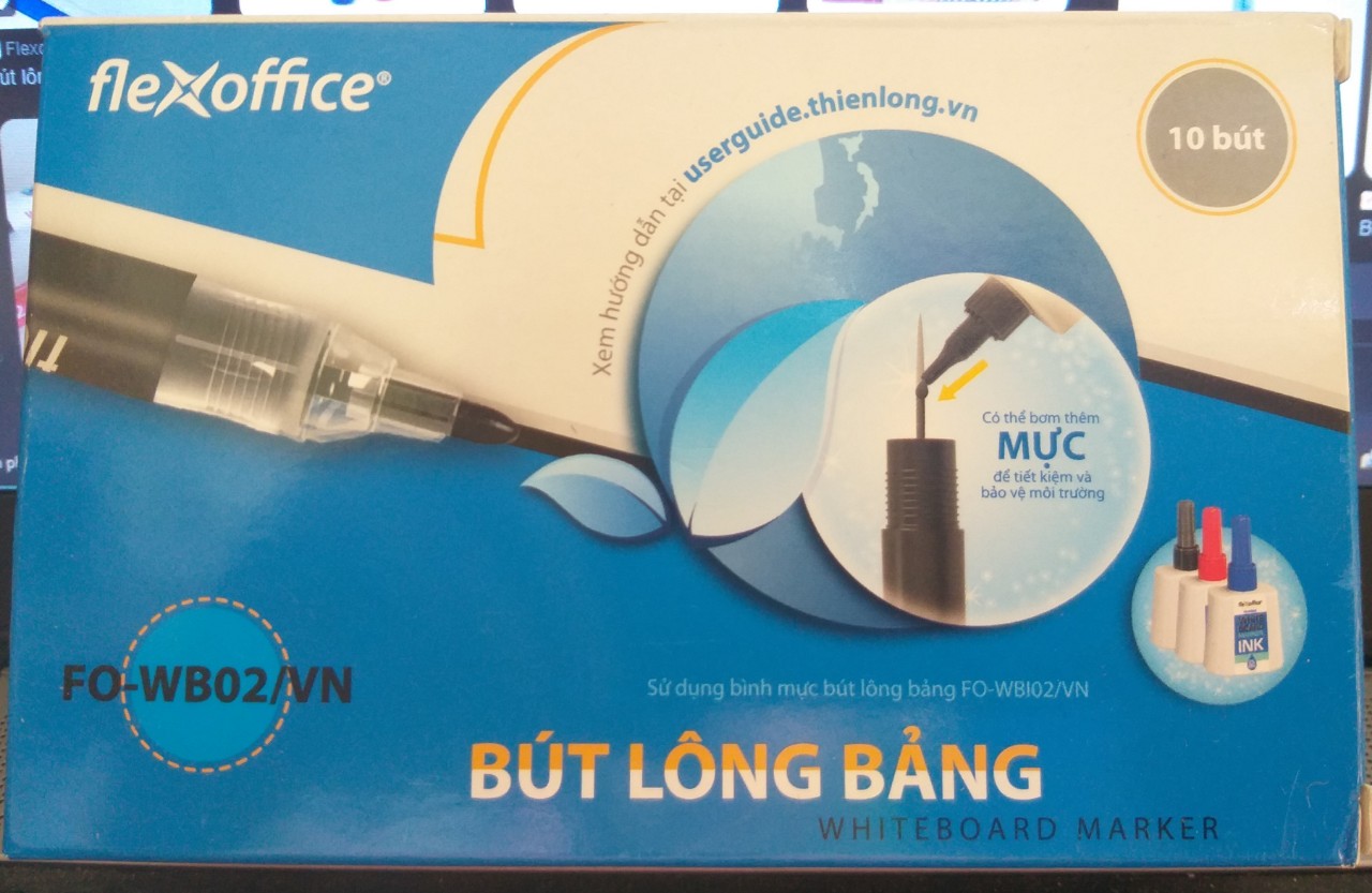 Hộp 10 Cây Bút Lông Bảng Flexoffice Fo-Wb02 - Màu Xanh