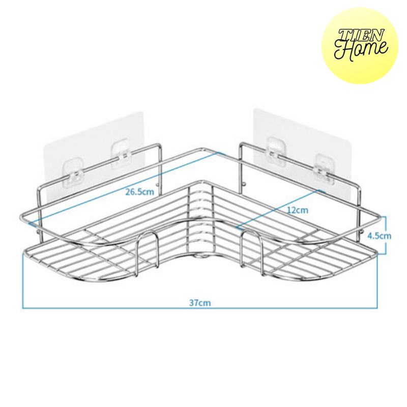 Kệ góc nhà tắm kệ để đồ phòng tắm dán tường, kệ nhà bếp tam giác inox chịu lực 10kg