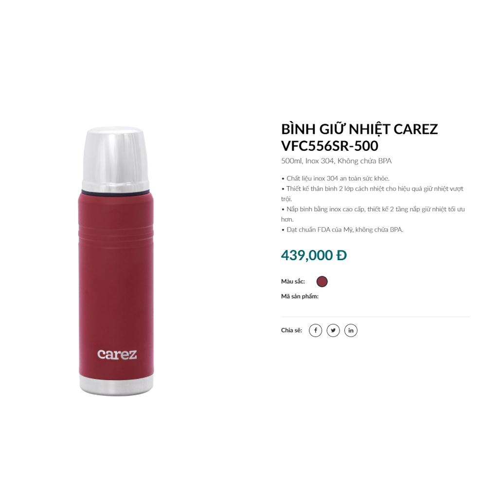 Bình giữ nhiệt Carez Back to Basic 500ML VFC556SR-500ml - màu đỏ Cherry , Inox 304, Không chứa BPA, Hàng chính hãng