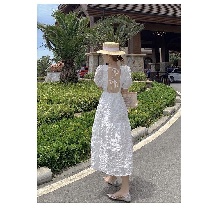 Đầm maxi đi biển hở lưng, đầm dạo phố xinh xắn Tara Dress