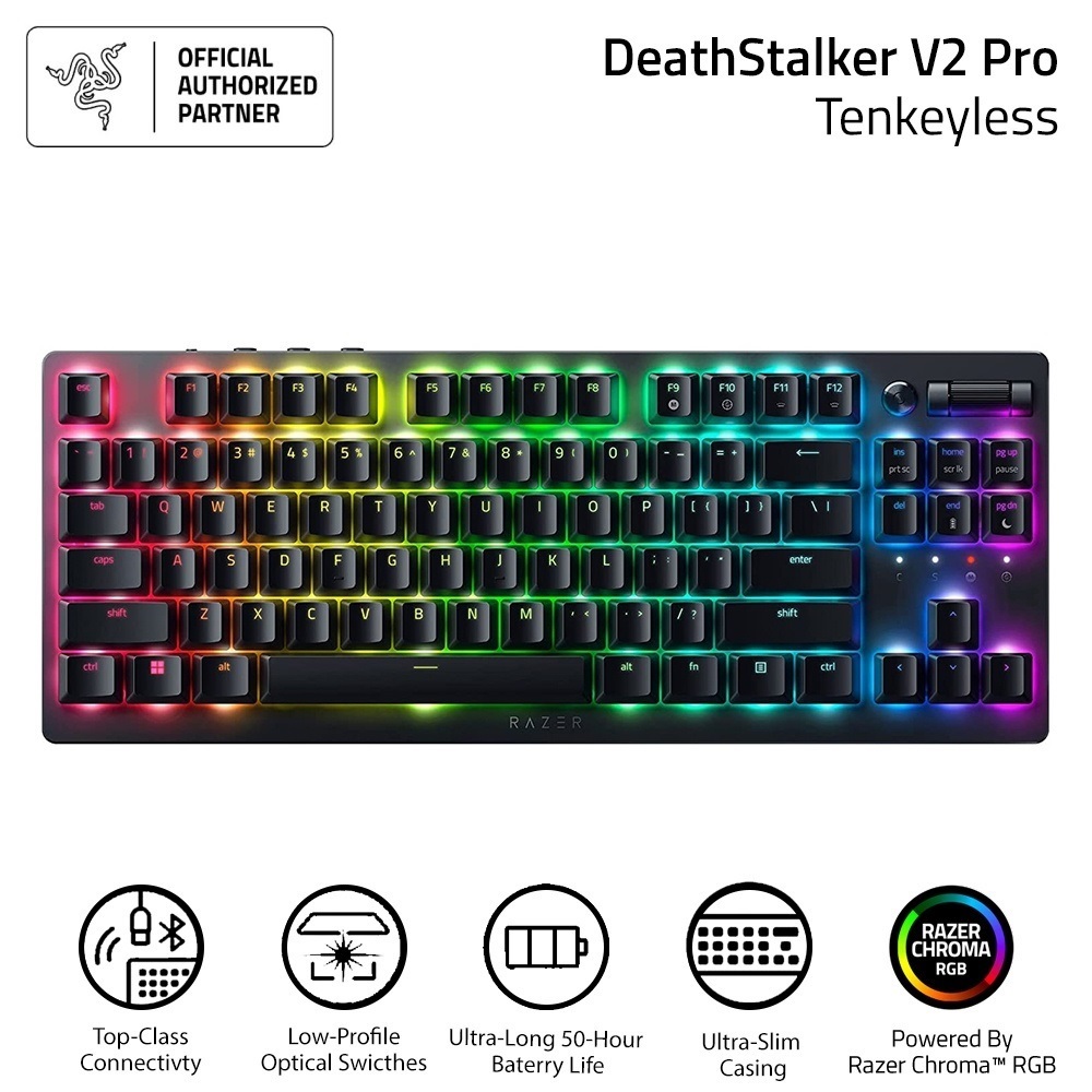 Bàn phím Gaming không dây Razer DeathStalker V2 Pro Tenkeyless Low Profile Optical - Hàng chính hãng