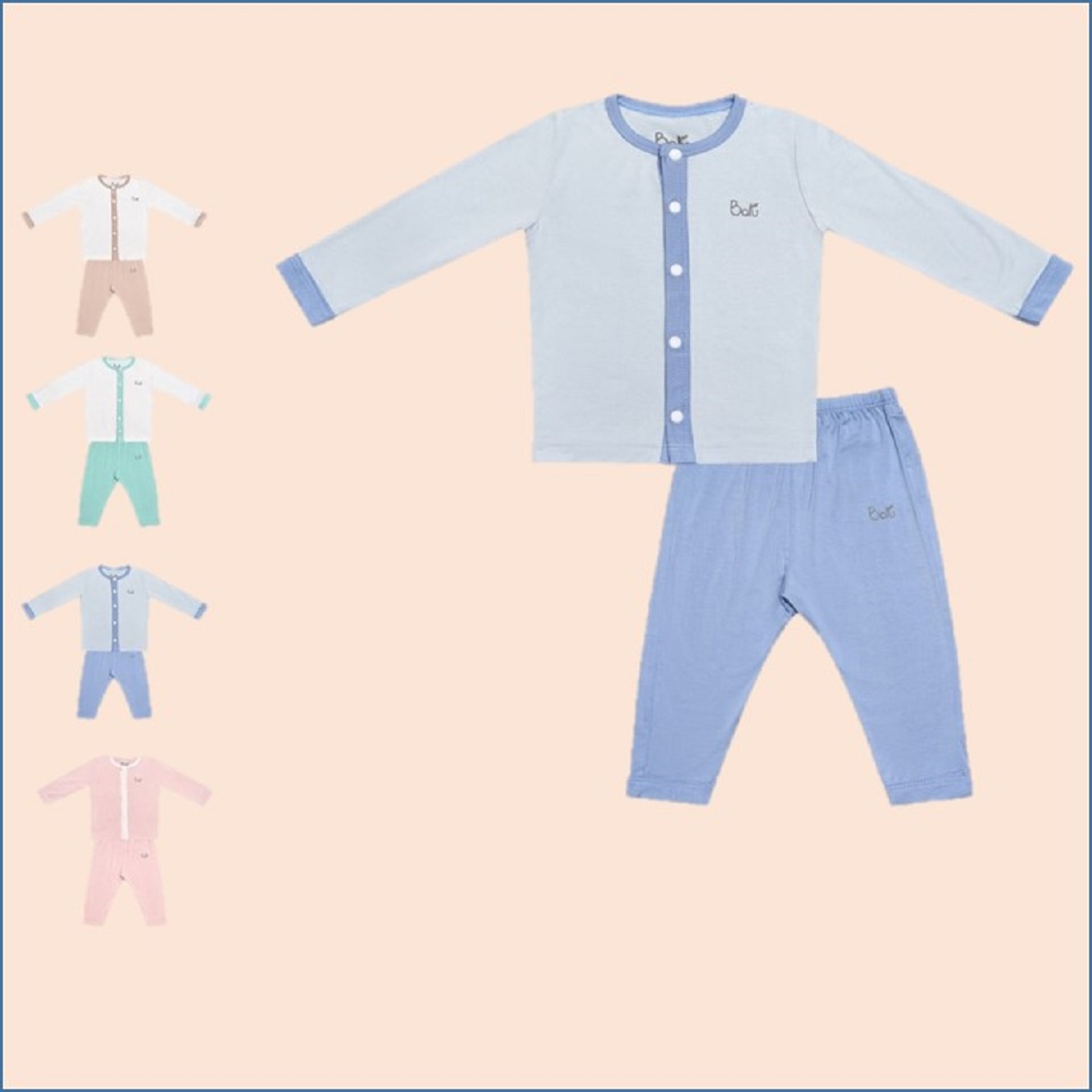 Bộ Dài Tay Bé Cài Khuy Giữa BARU Chất Cotton Xuất Hàn Mềm Mịn ,thời trang trẻ em