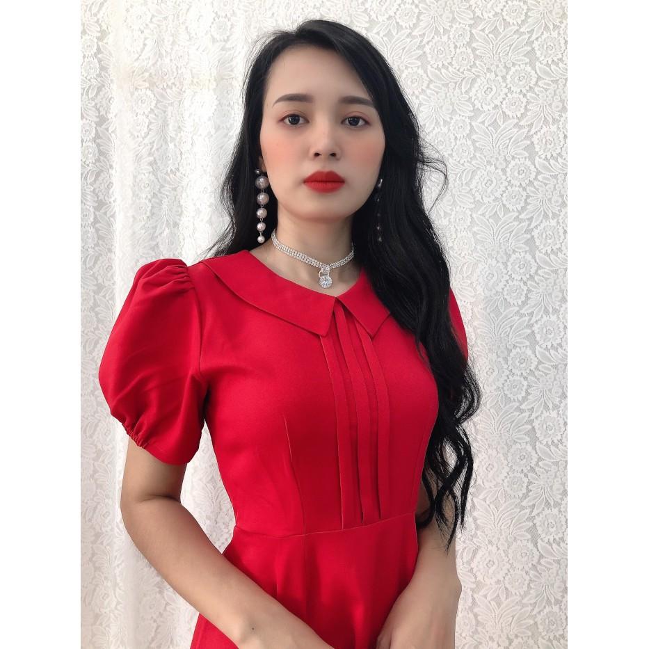 Đầm xòe dự tiệc cổ sen