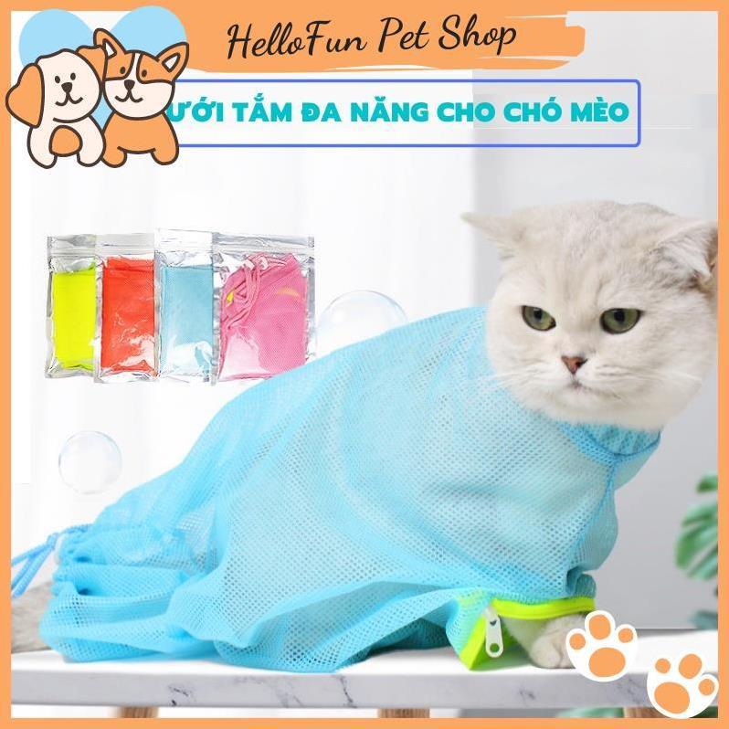 Túi lưới đa năng cho chó mèo - Túi tắm cho mèo, hỗ trợ cắt móng