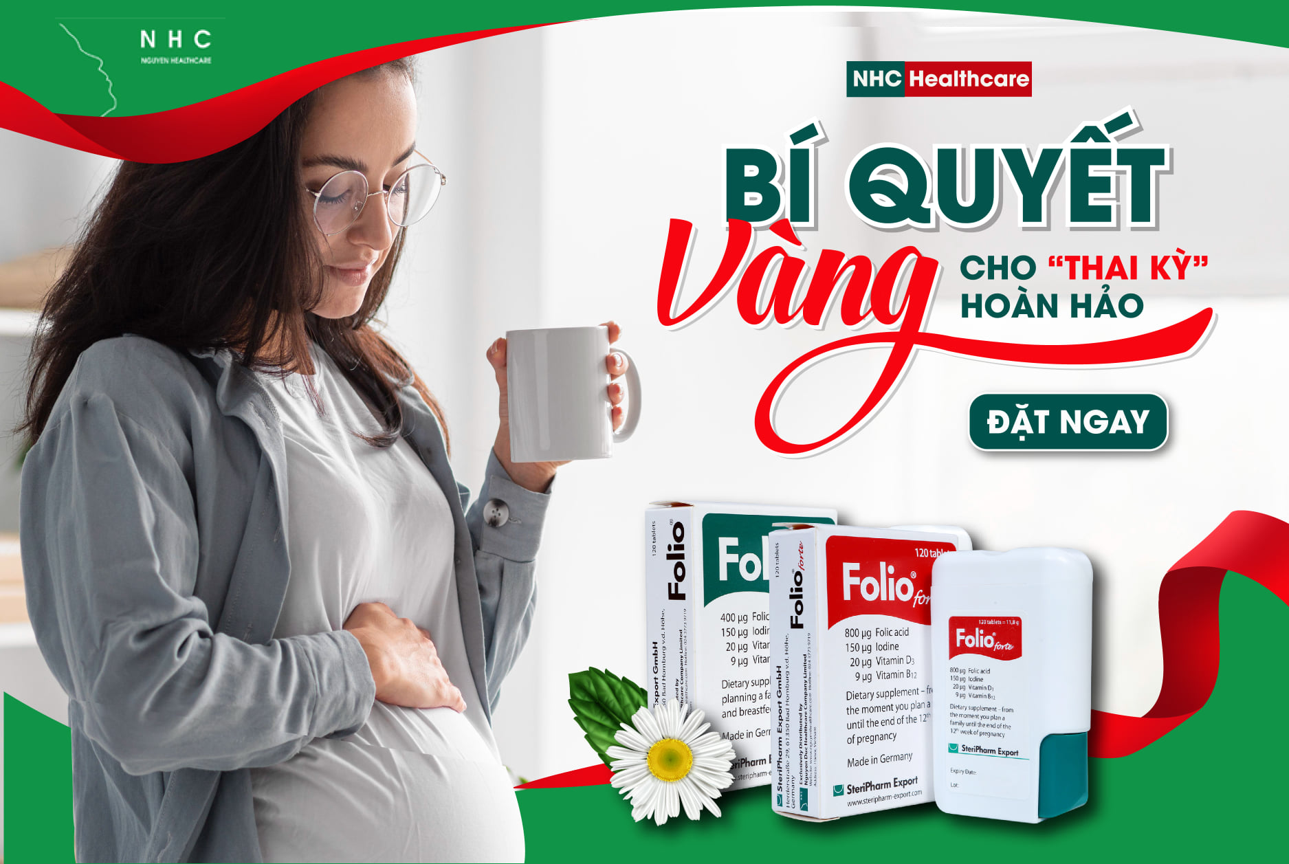 Viên uống bổ sung Acid Folic cho phụ nữ dự định mang thai, phụ nữ đang mang thai Folio® forte - Hộp 120 viên