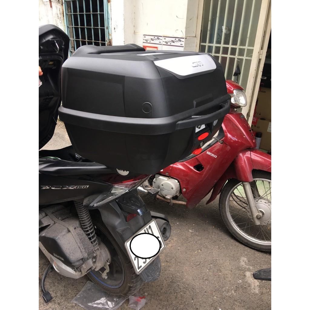 Thùng Givi E43NTL và baga SRV PCX, gối tựa lưng BE43N, bộ thùng xe PCX