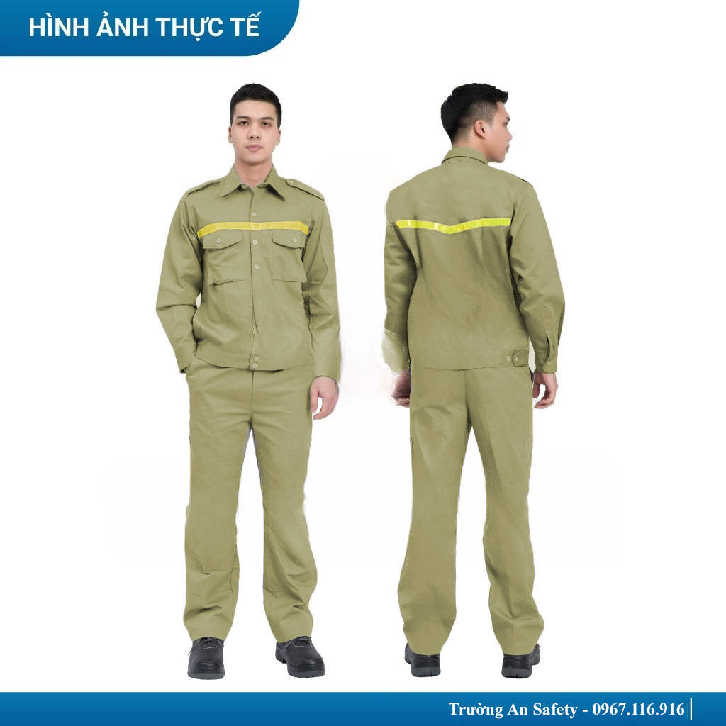 Quần áo lao động BH05 - chất liệu vải kaki - có phản quang - nhận in logo từ 2 áo
