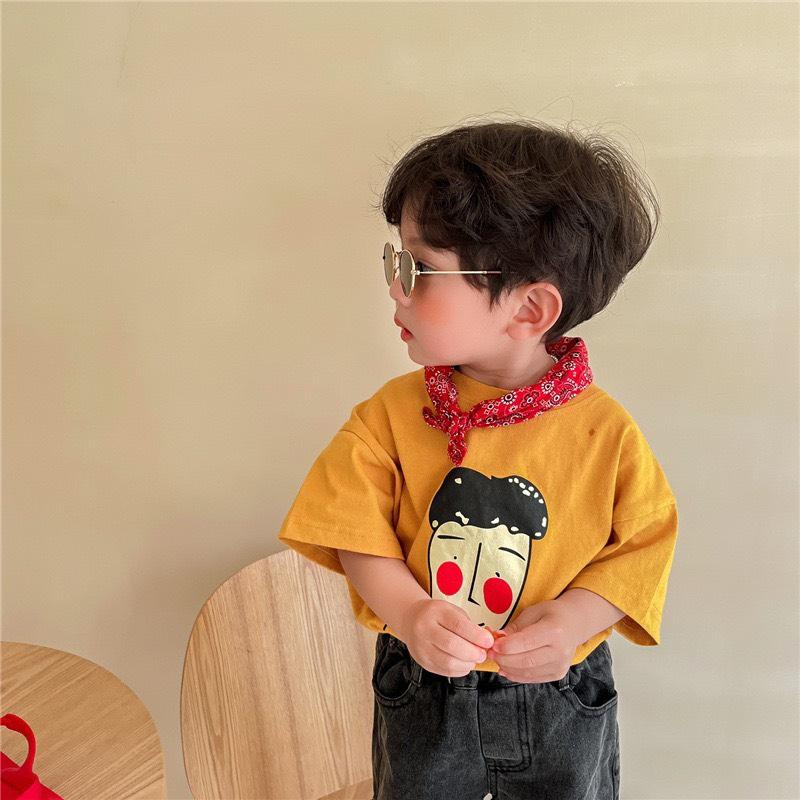 Áo thun tay ngắn cổ tròn in hình dễ thương cotton phong cách Hàn Quốc 10-30kg