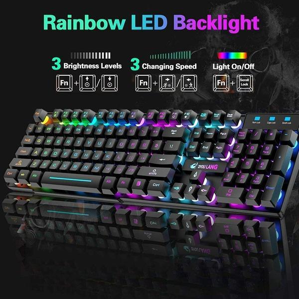 Bộ Bàn Phím Và Chuột Chơi Game Không Dây Có Đèn Led Rgb