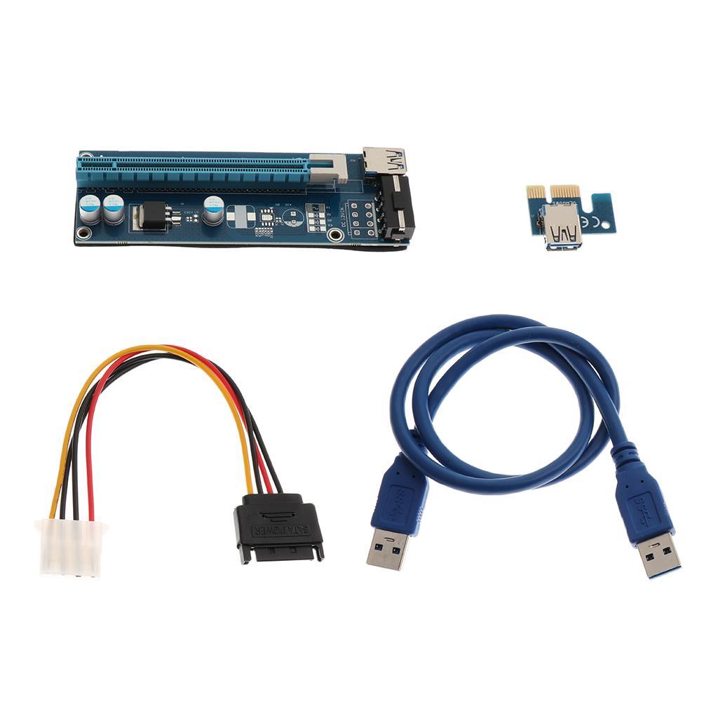 PCI- USB3.0 1x to 16x Extender Riser Card Adapter with Cables