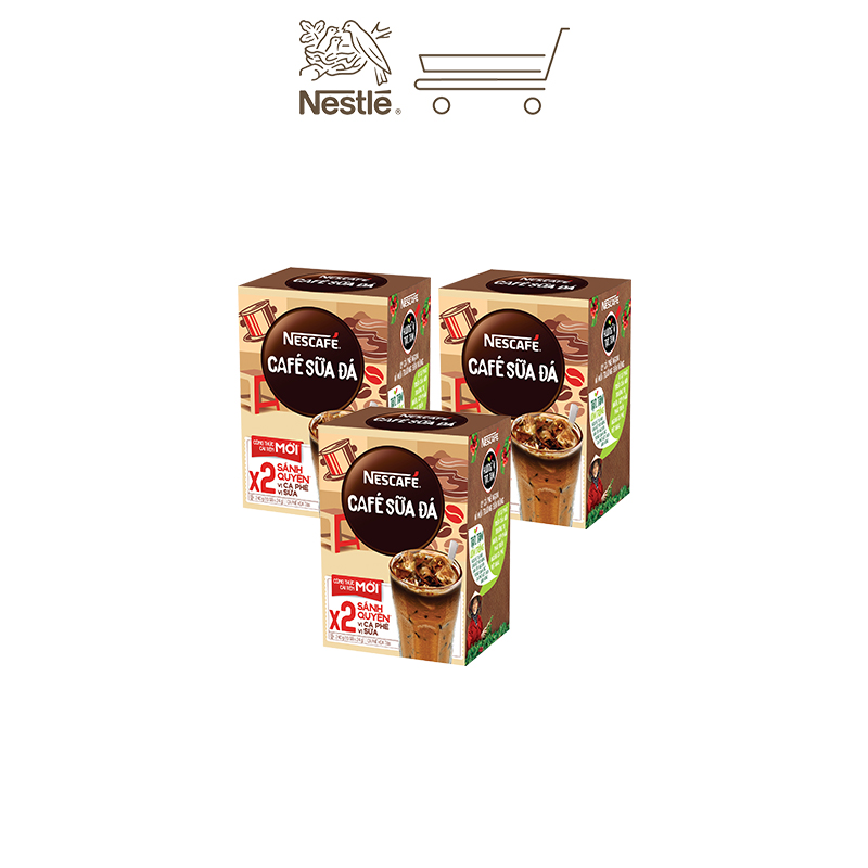 Combo 3 hộp cà phê hòa tan Nescafé 3in1 cà phê sữa đá (Hộp 10 gói x 24g)