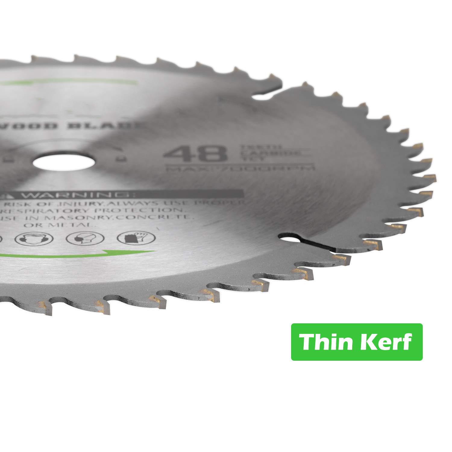 Circular Saw Blade 7-1/4'' 48 Tooth Tungsten Carbide Tipped Circular Wood Cutting Saw Blade with 5/8'' Arbor for Wood Cutting Max Speed 7000RPM Anti-clockwise Cutting Direction Arbor 5/8'' EU