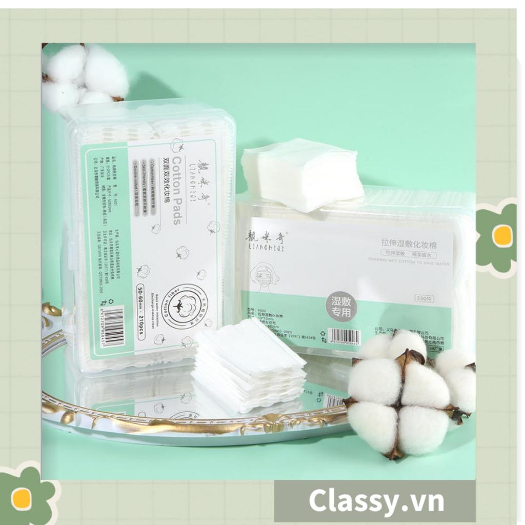 Bông Tẩy Trang Cotton Pads Classy chất liệu Cotton bỏ túi du lịch tiện lợi 50 miếng, 80 miếng và 120 miếng PK1684