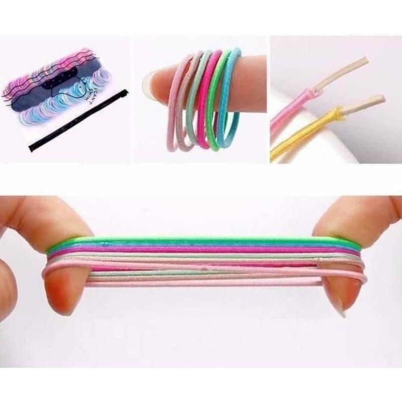 Set 500 chun buộc tóc nhiều màu sắc kèm túi zip