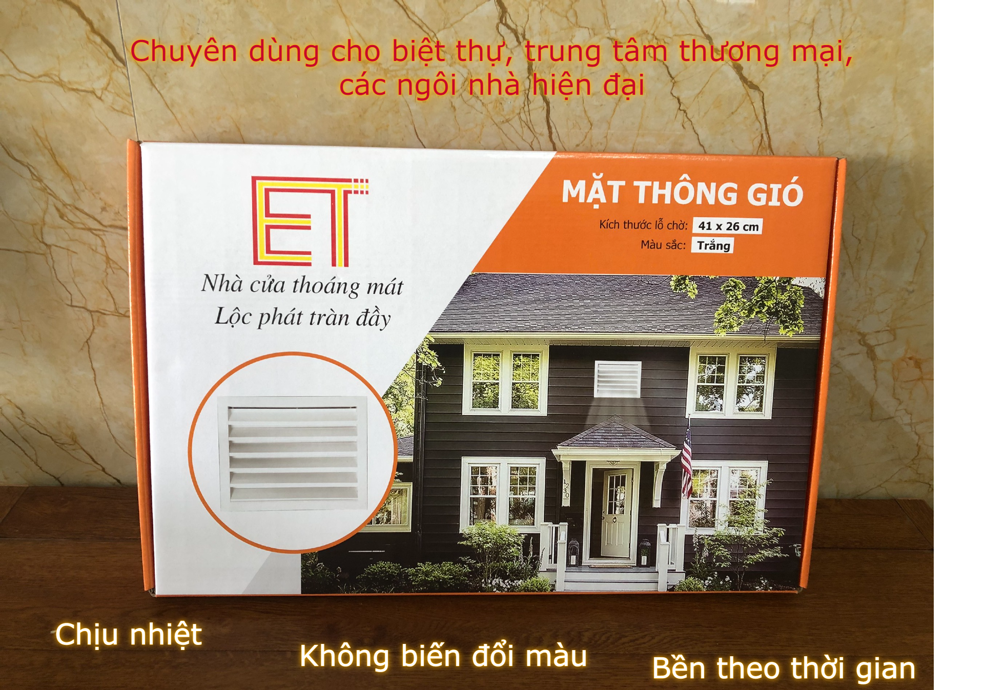 Mặt thông gió nhà vệ sinh 40x25cm (thay thế cửa chớp lật kính kiểu cũ) chất liệu nhôm, chống hắt mưa, chống muỗi-chuột