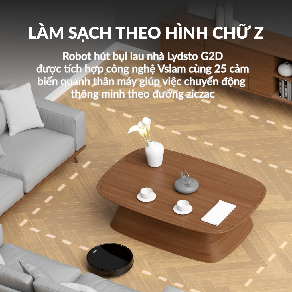 Robot hut bụi lau nhà thông minh Lydsto G2D lực hút 3000Pa diện tích hoạt động 200m2 - Hàng chính hãng