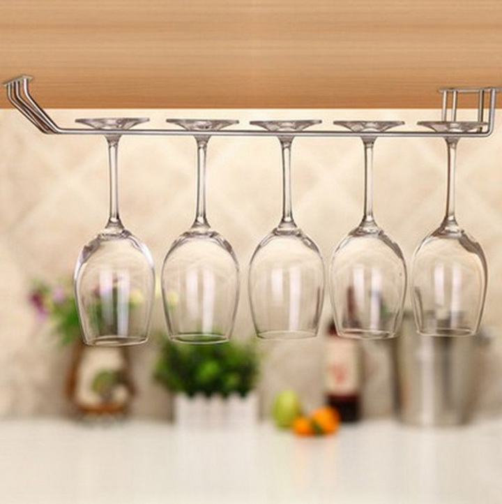Giá Treo Ly Gắn Tủ Chạn Bằng Inox Tiện Dụng